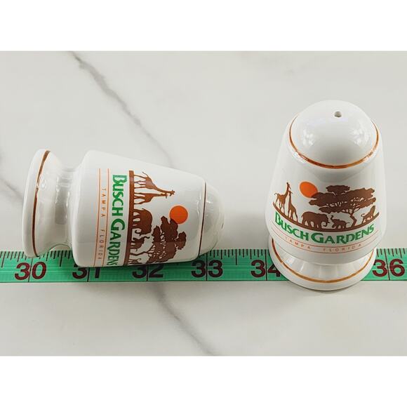 Busch Gardens Salt & Pepper Shakers Tampa Florida 3 1/4" Porcelain Souvenir 80's - Picture 12 of 12